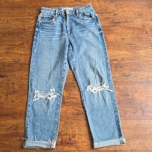 Garage Light Blue Distressed Straight Leg Jeans